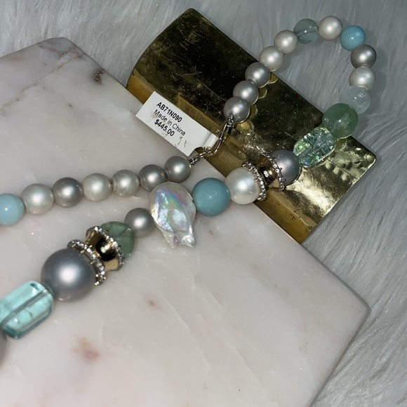 🩵HP 🐳 RARE! ALEXIS BITTAR LARGE BAUBLE NECKLACE Freshwater Pearl Statement Piece - Picture 7 of 11